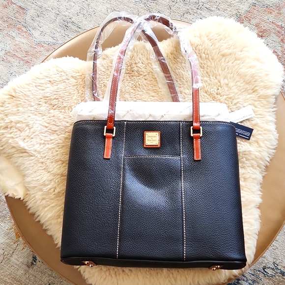 NWT Dooney & Bourke Large Black Leather Lexington Shopper Tote 🖤🤎 - Picture 4 of 17